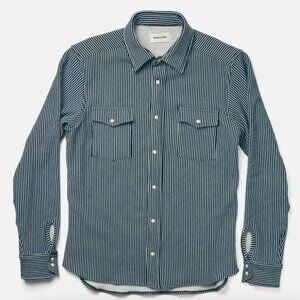 Taylor Stitch The Glacier Shirt 44 Hickory Stripe Blue White French Terry